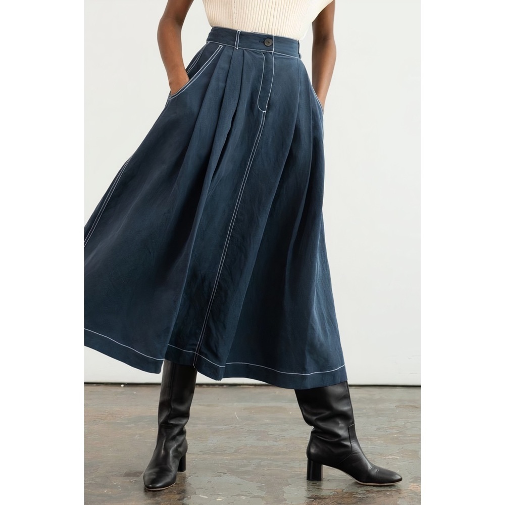Mara Hoffman Tulay Linen-Blend Midi High-Waisted Skirt